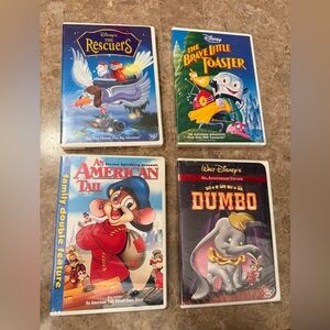 Vintage DVDs-The Rescuers, The Brave Little Toaster,An American Tail,and Dumbo.